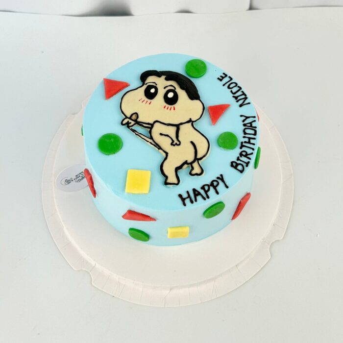 6'蜡笔小新手绘翻糖蛋糕 Crayon Shin-chan Hand-painted Fondant Cake